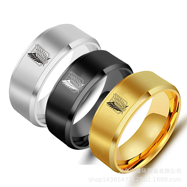 5 colors Attack on Titan Black - Initial Ring Custom recension och pris