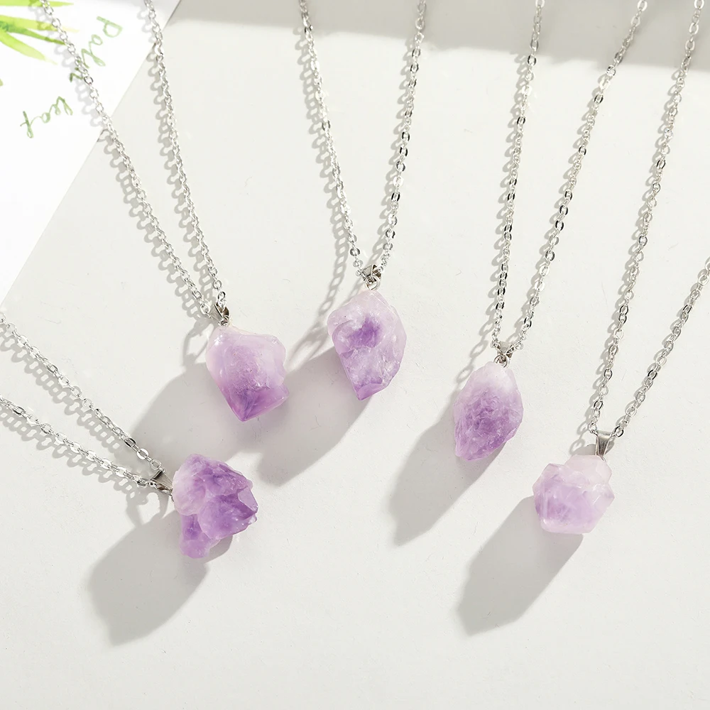 Natural Uruguay Amethyst Rough - Birth Flower Necklace recension och pris