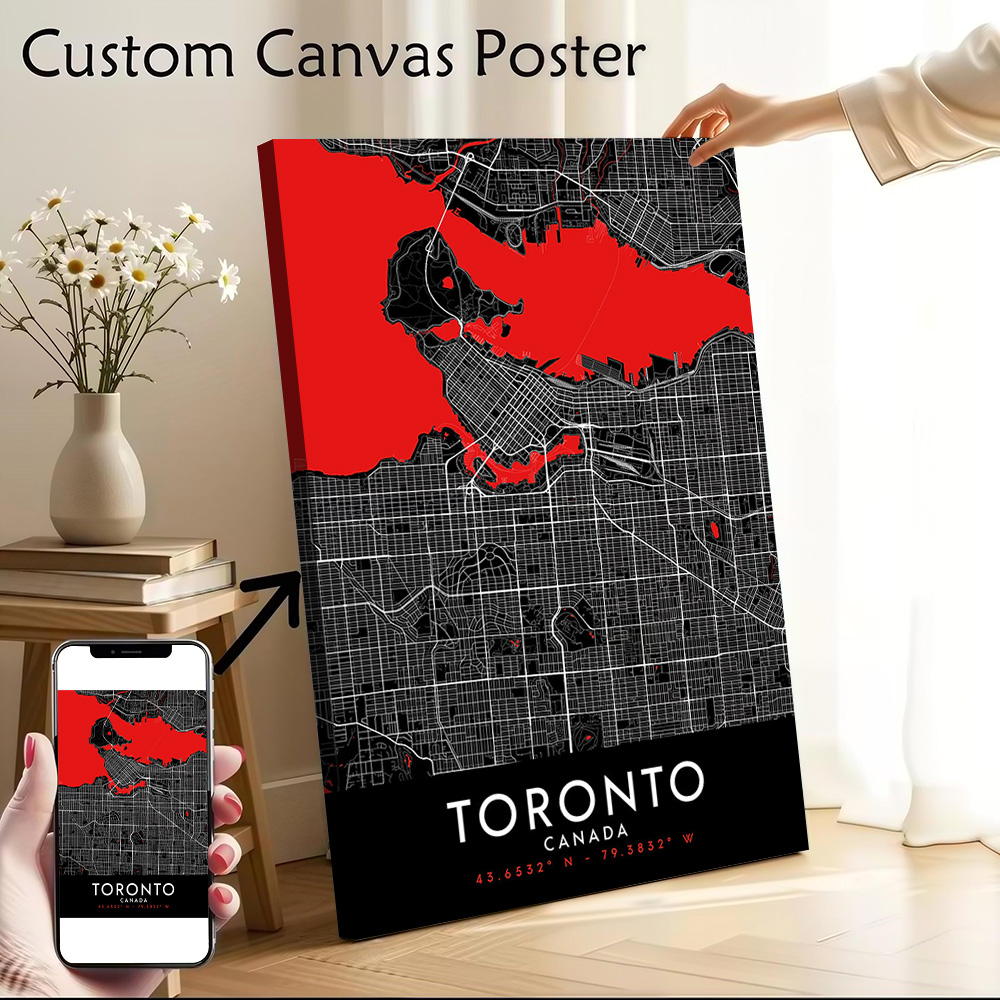 Toronto Dark Map Canvas Wall A - Custom Map Poster recension och pris